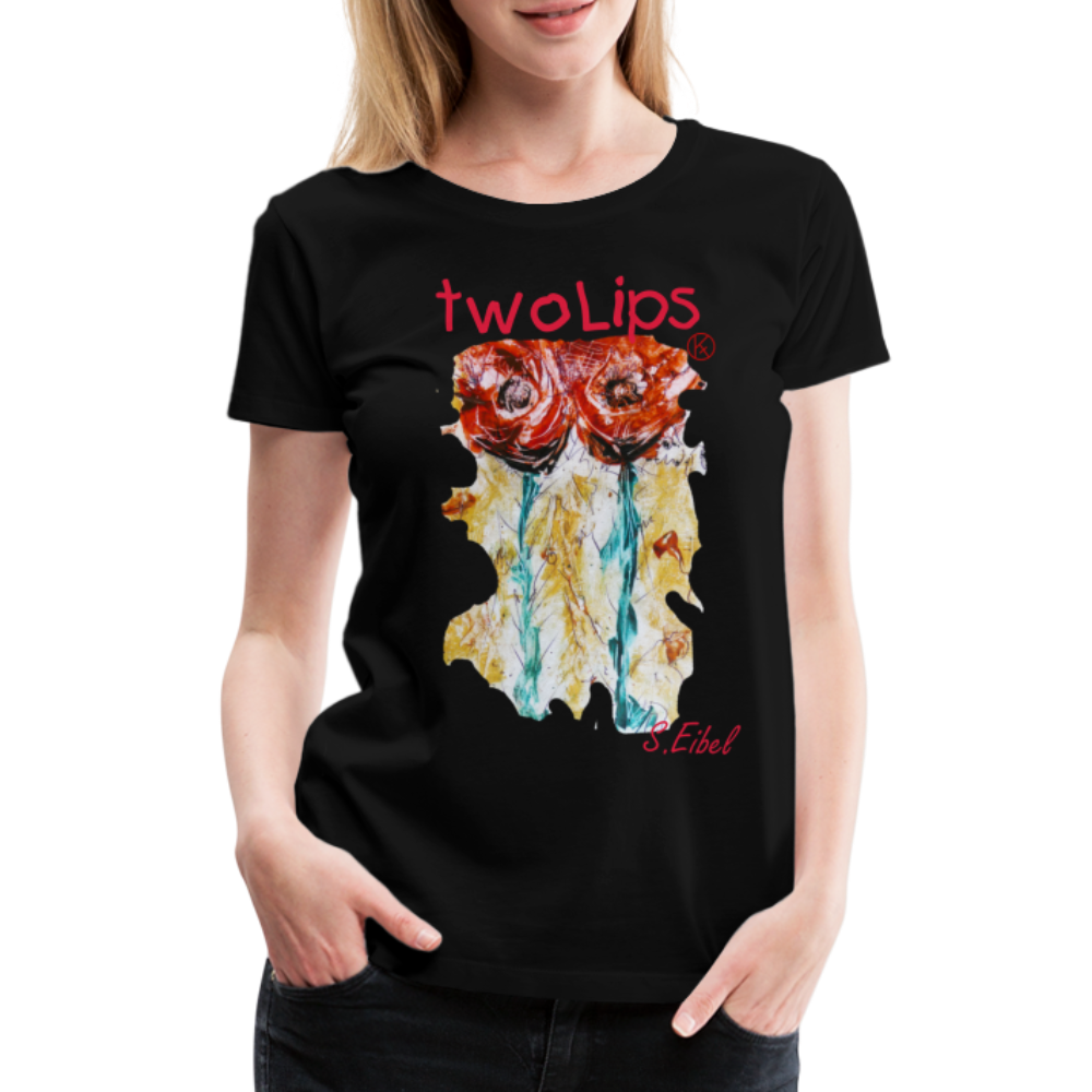 two lips - eibelartig - Frauen Premium T-Shirt - Schwarz