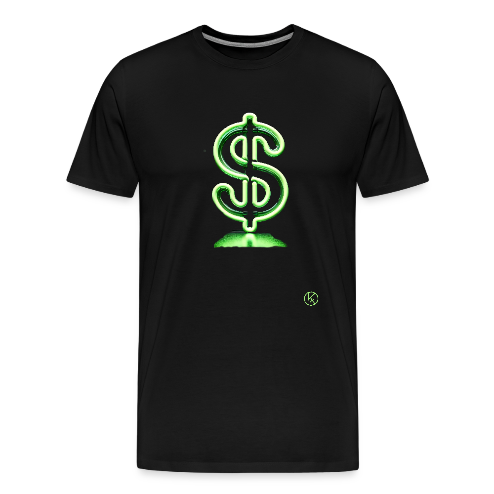 Neon - Dollar - Männer Premium T-Shirt - Schwarz