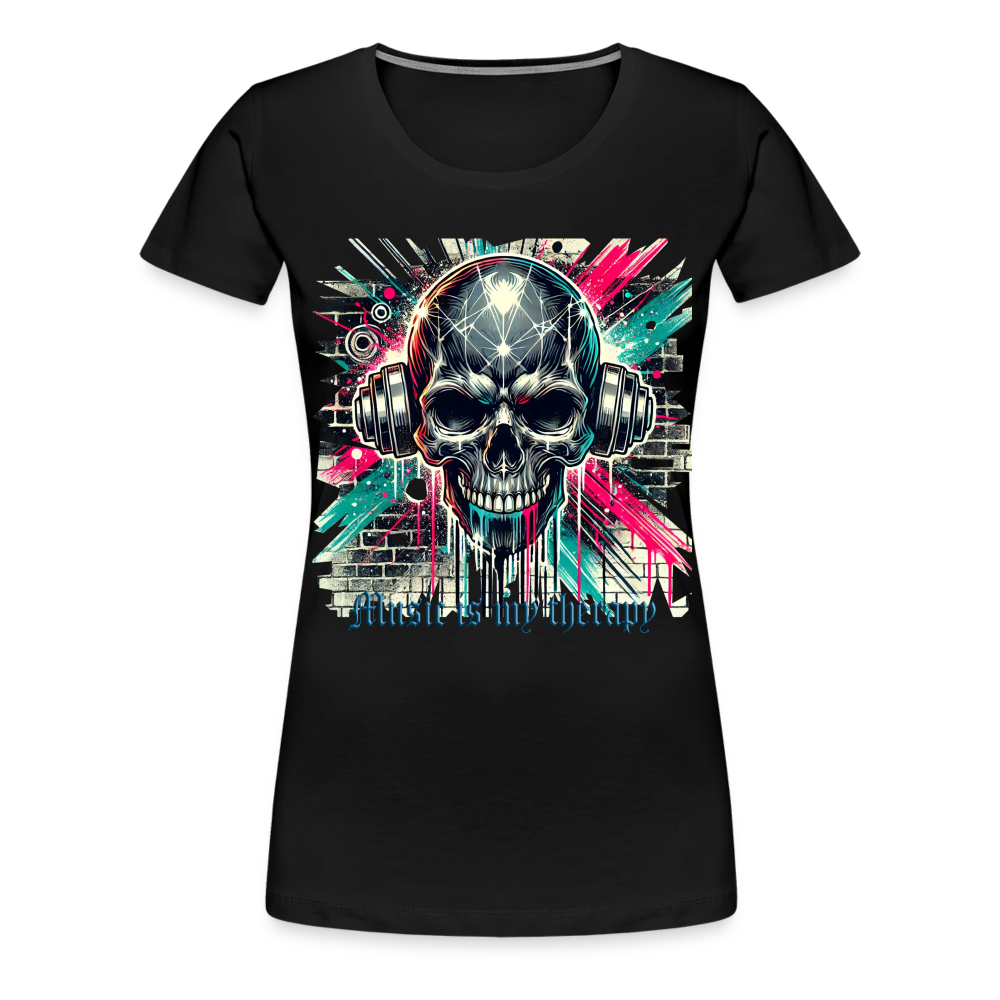 Music is my therapy - Frauen Premium T-Shirt - Schwarz
