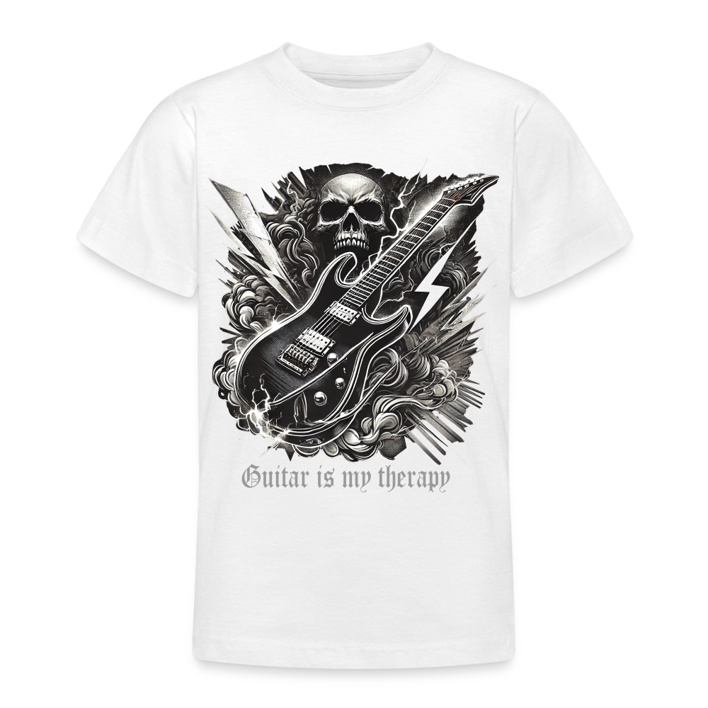 Guitar is my therapy - Teenager T-Shirt - Weiß