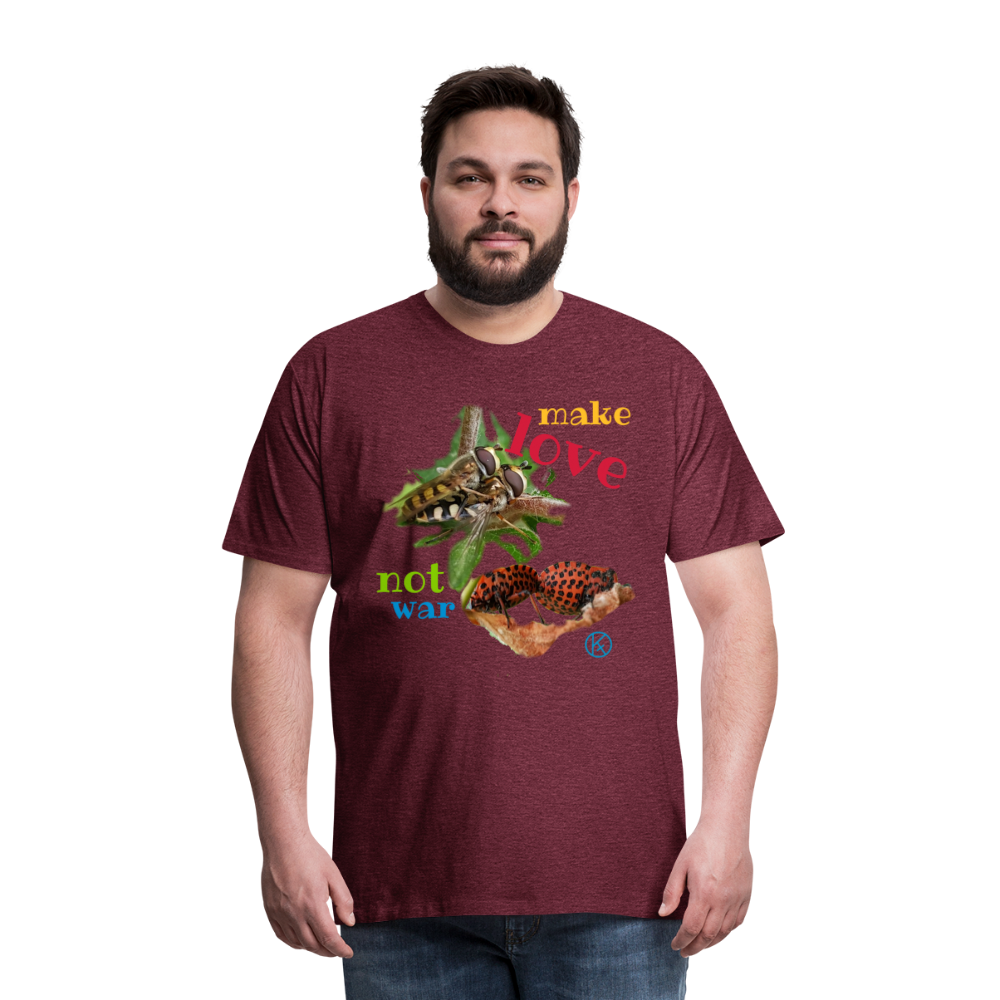 make-love - tierisches - Männer Premium T-Shirt - Bordeauxrot meliert