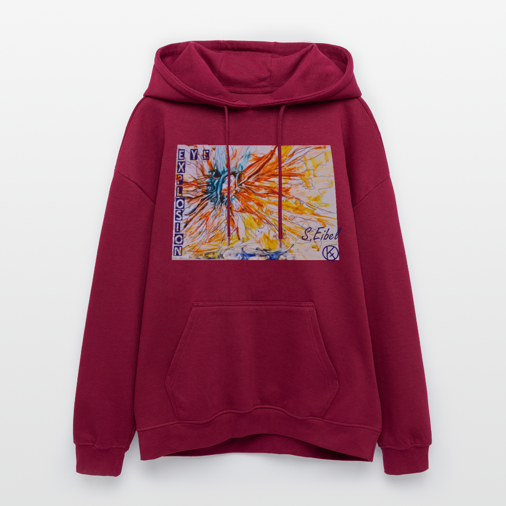 Eye Explosion - eibelartig - Palette - Oversized Unisex Hoodie Build your Brand - Burgunderrot