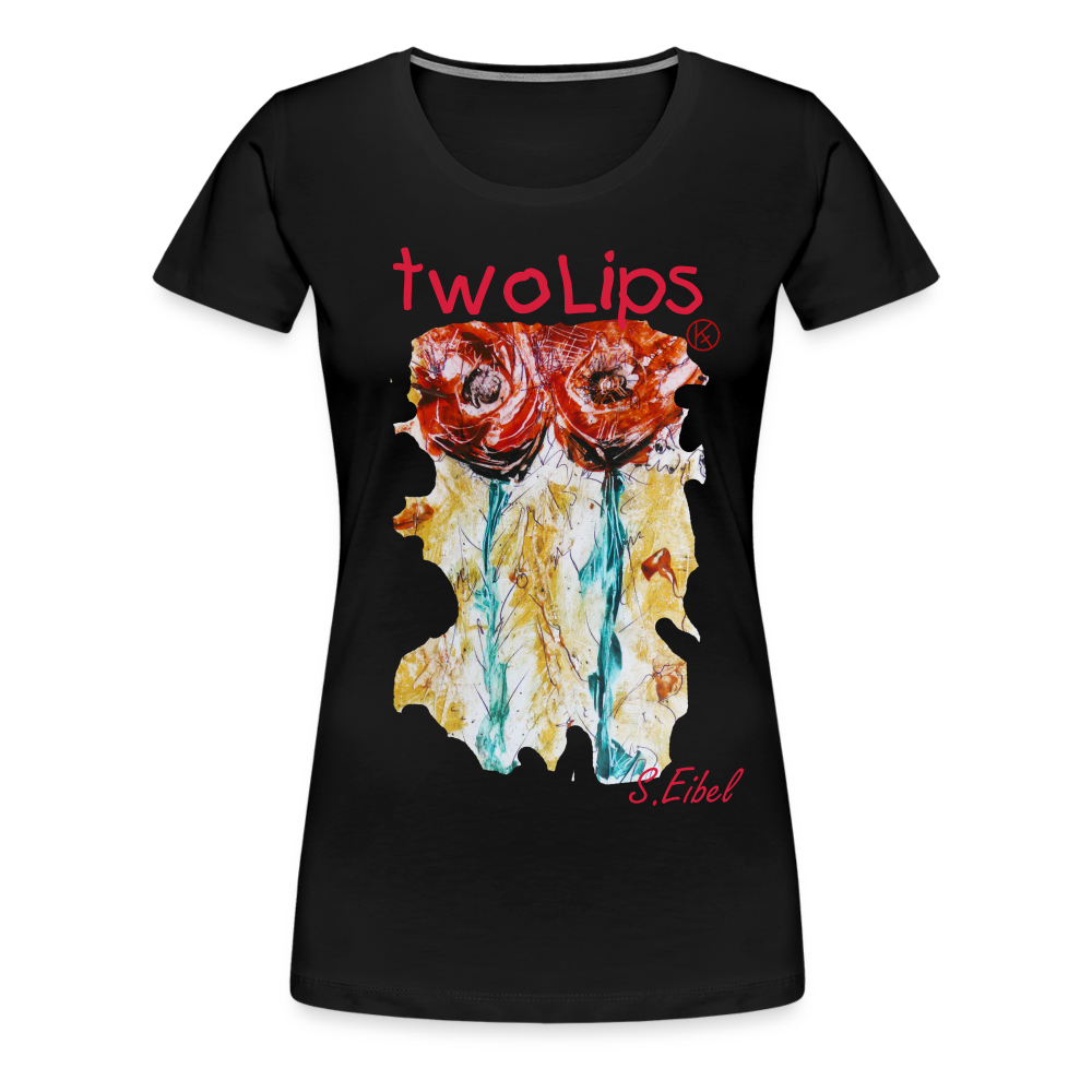 two lips - eibelartig - Frauen Premium T-Shirt - Schwarz