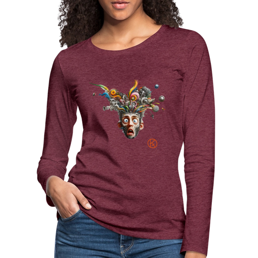 Showroom - Frauen Premium Langarmshirt - Bordeauxrot meliert