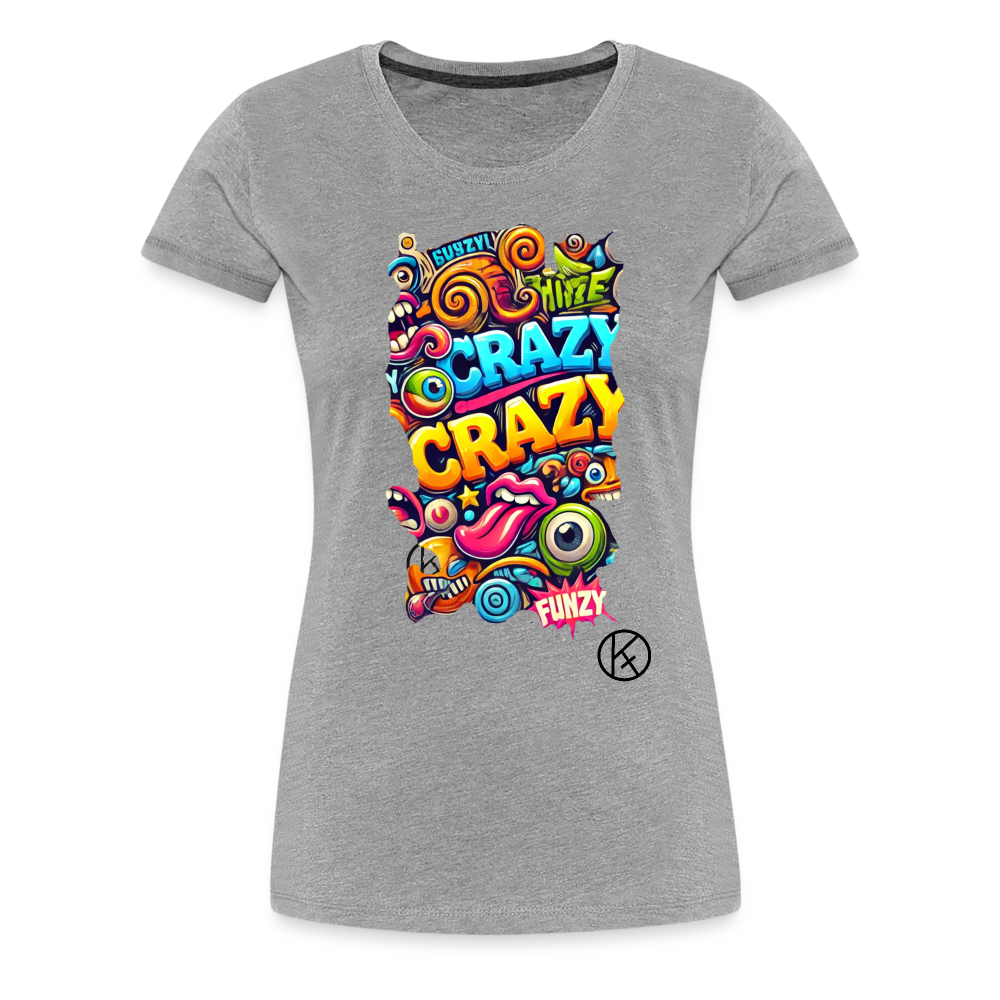 crazy - witzig - Frauen Premium T-Shirt Spreadshirt - Grau meliert
