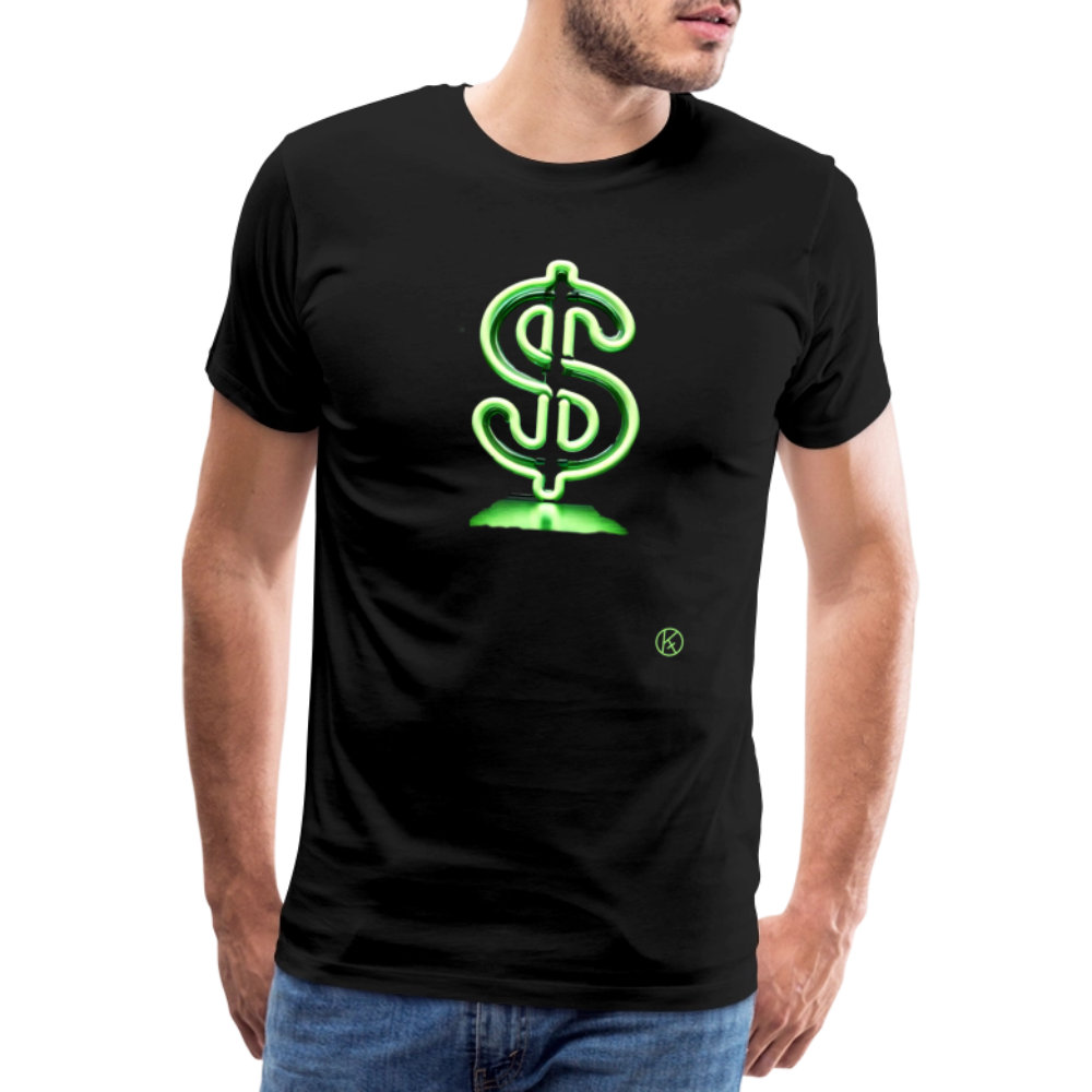 Neon - Dollar - Männer Premium T-Shirt - Schwarz