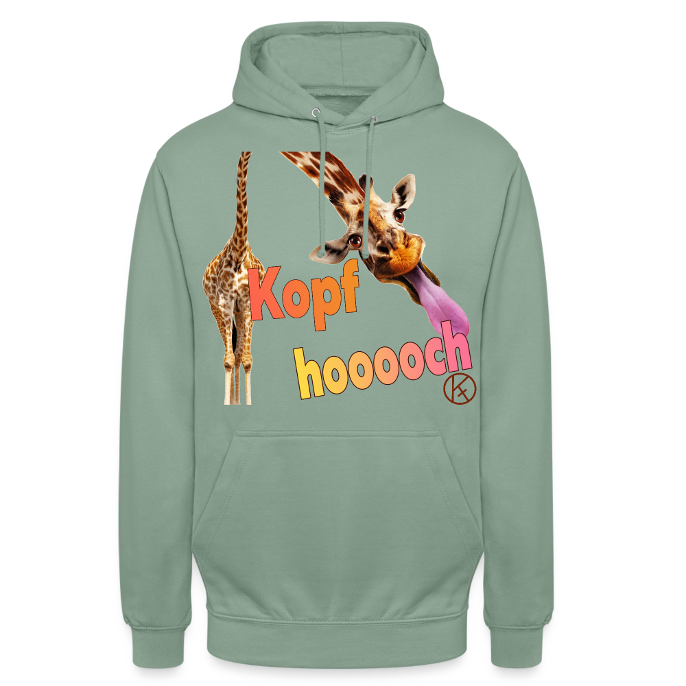 kopf hoch-giraffe - tierisches - Unisex Hoodie - Graugrün