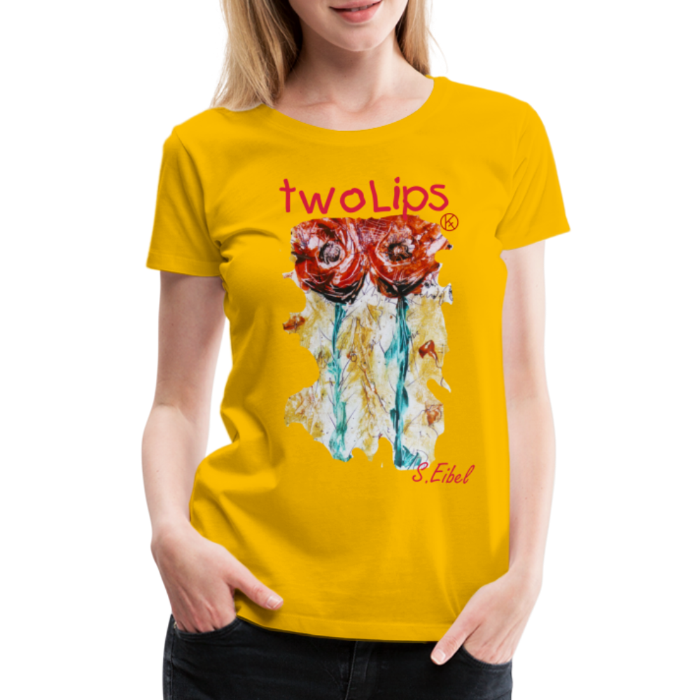 two lips - eibelartig - Frauen Premium T-Shirt - Sonnengelb