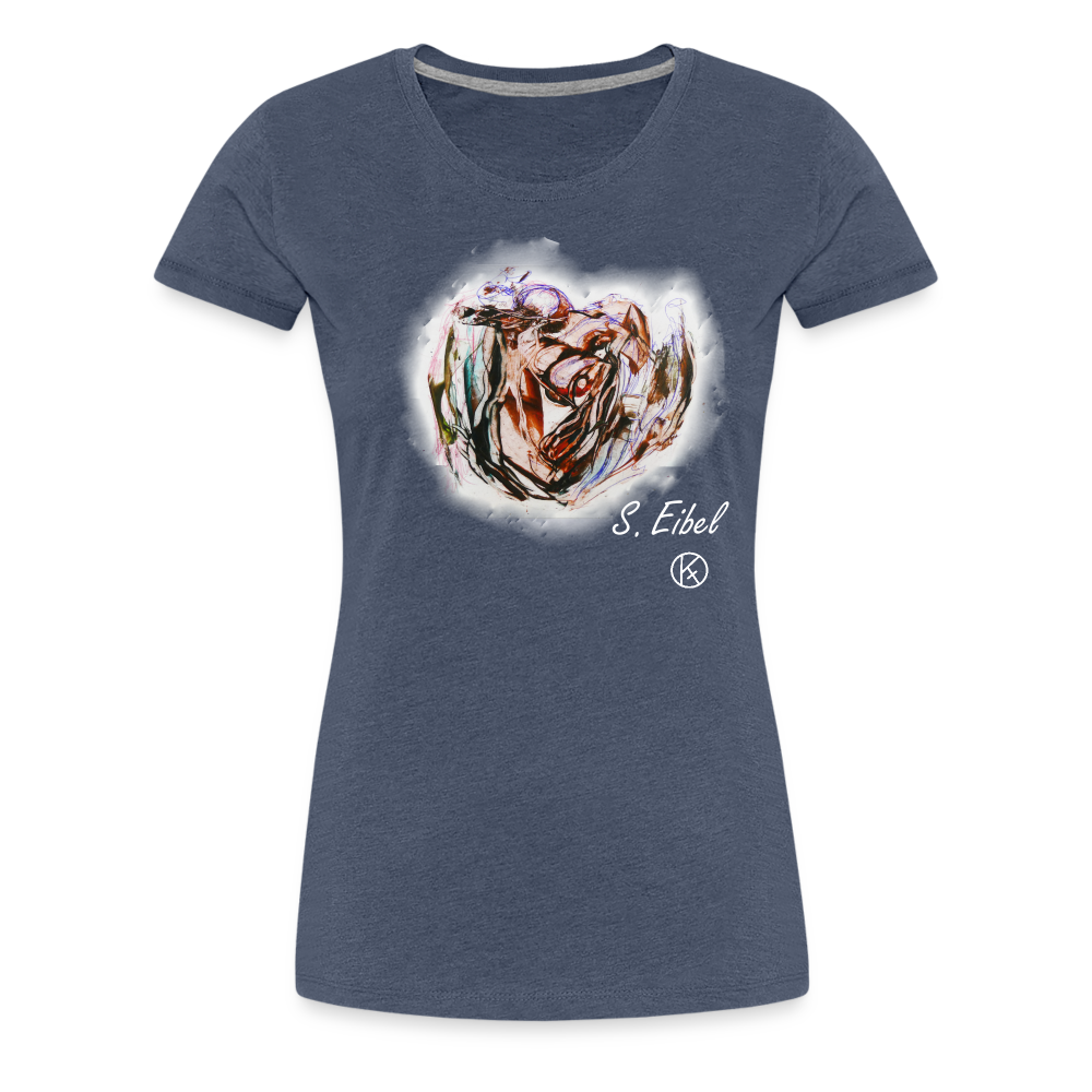 Herz - eibelartig - Premium T-Shirt Frauen - Blau meliert