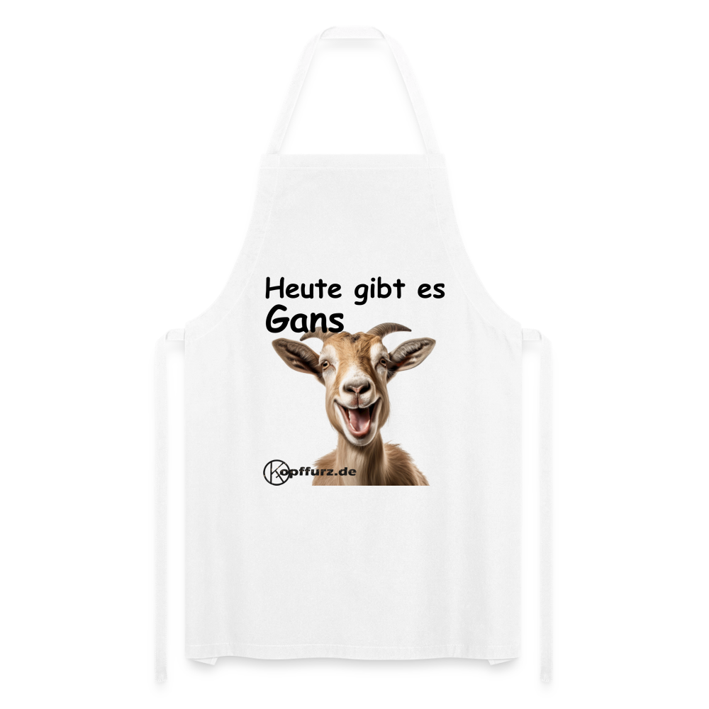 Heute gibt es Gans - tierisches - Kochschürze - Weiß
