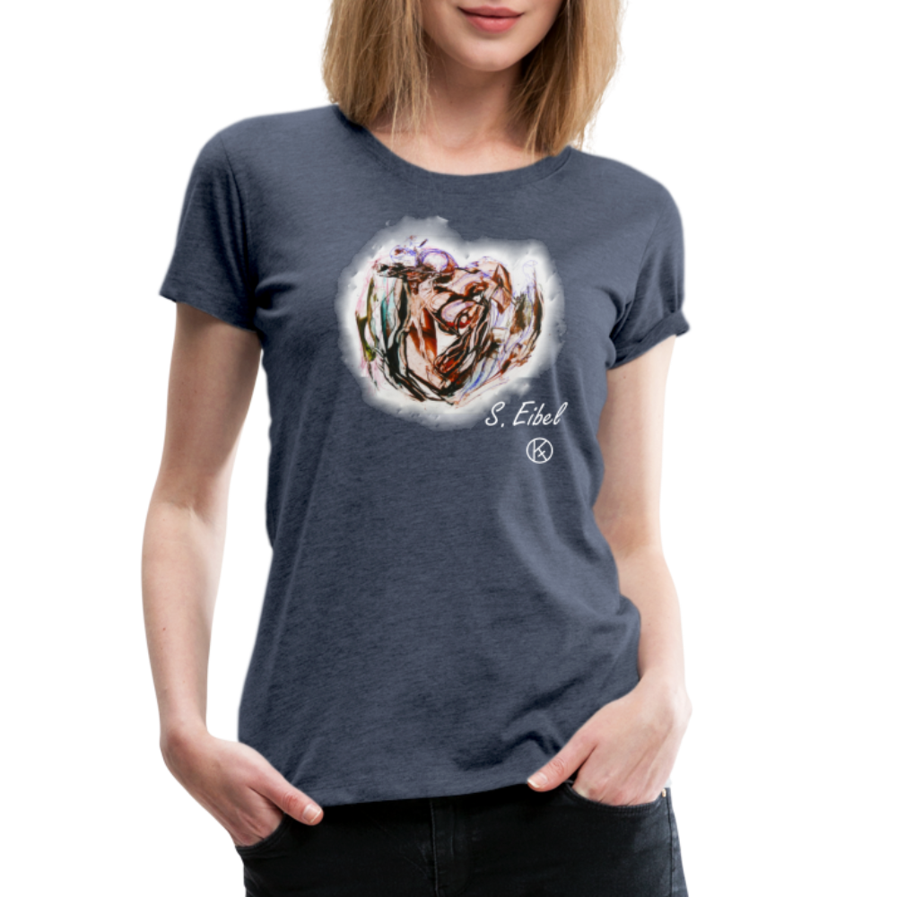 Herz - eibelartig - Premium T-Shirt Frauen - Blau meliert