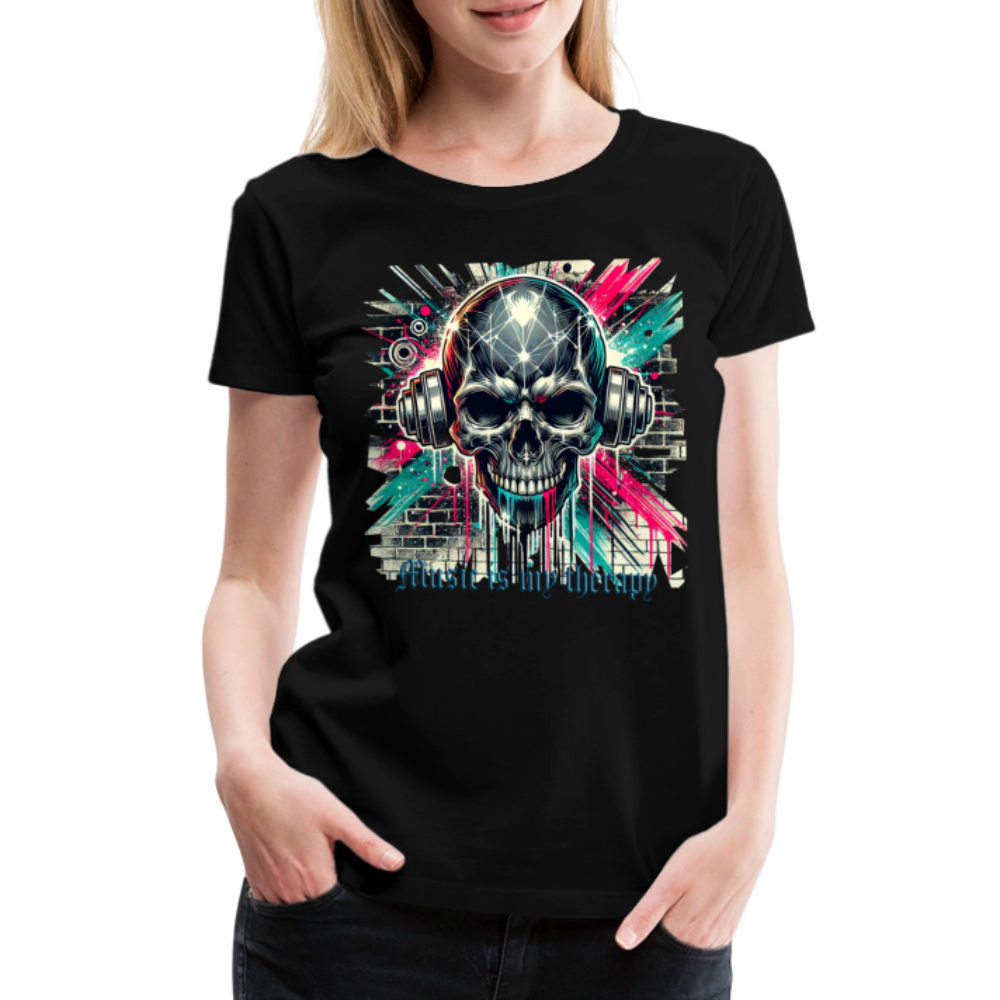 Music is my therapy - Frauen Premium T-Shirt - Schwarz