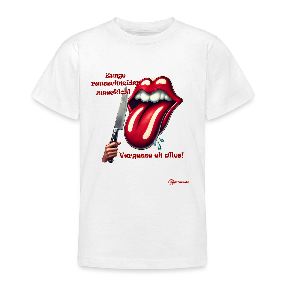 Zunge - Teenager Premium T-Shirt - Weiß