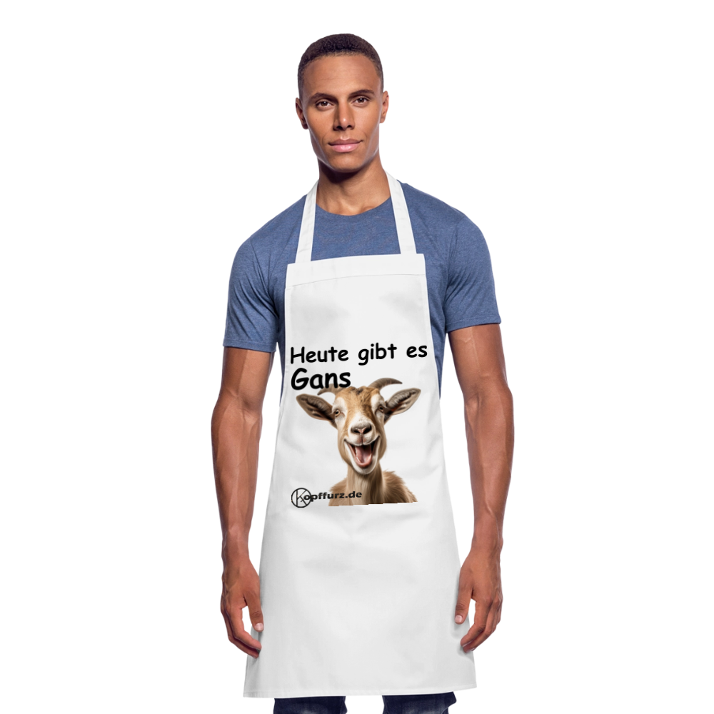 Heute gibt es Gans - tierisches - Kochschürze - Weiß