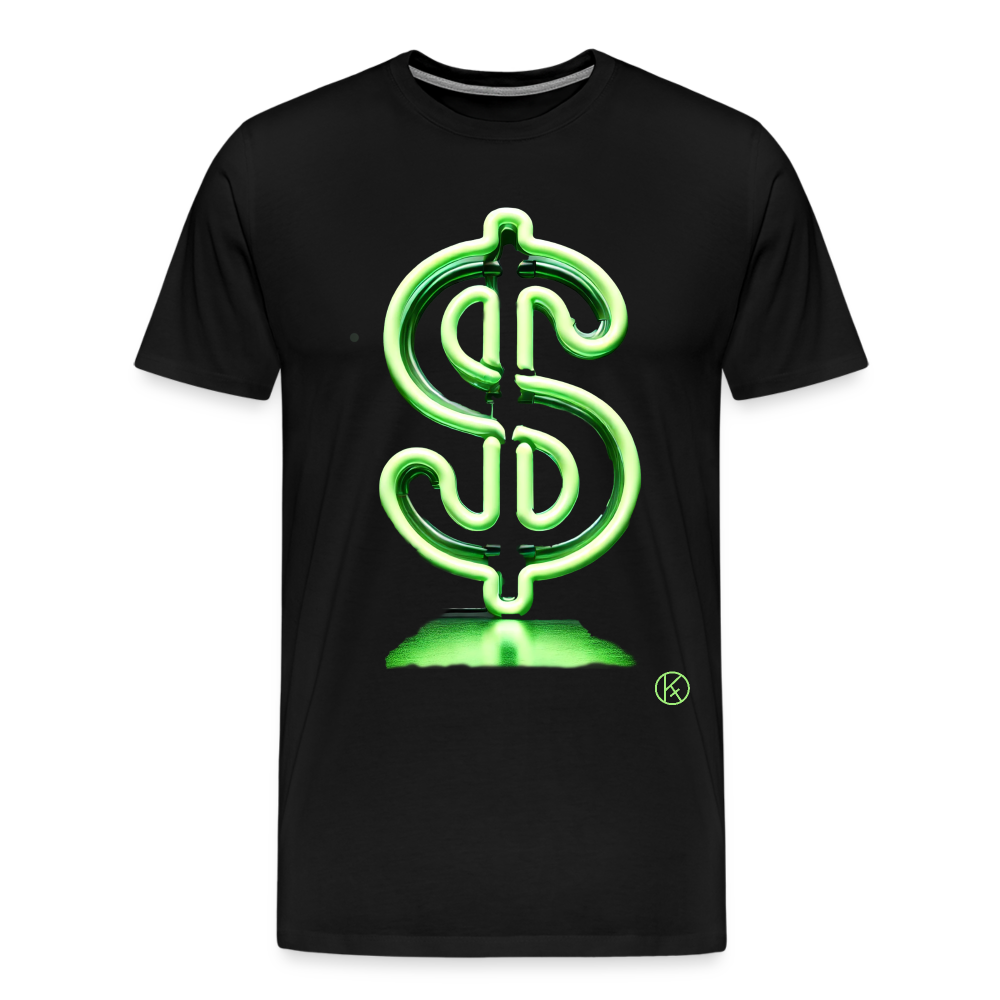 Neon - Dollar - Männer Premium T-Shirt - Schwarz