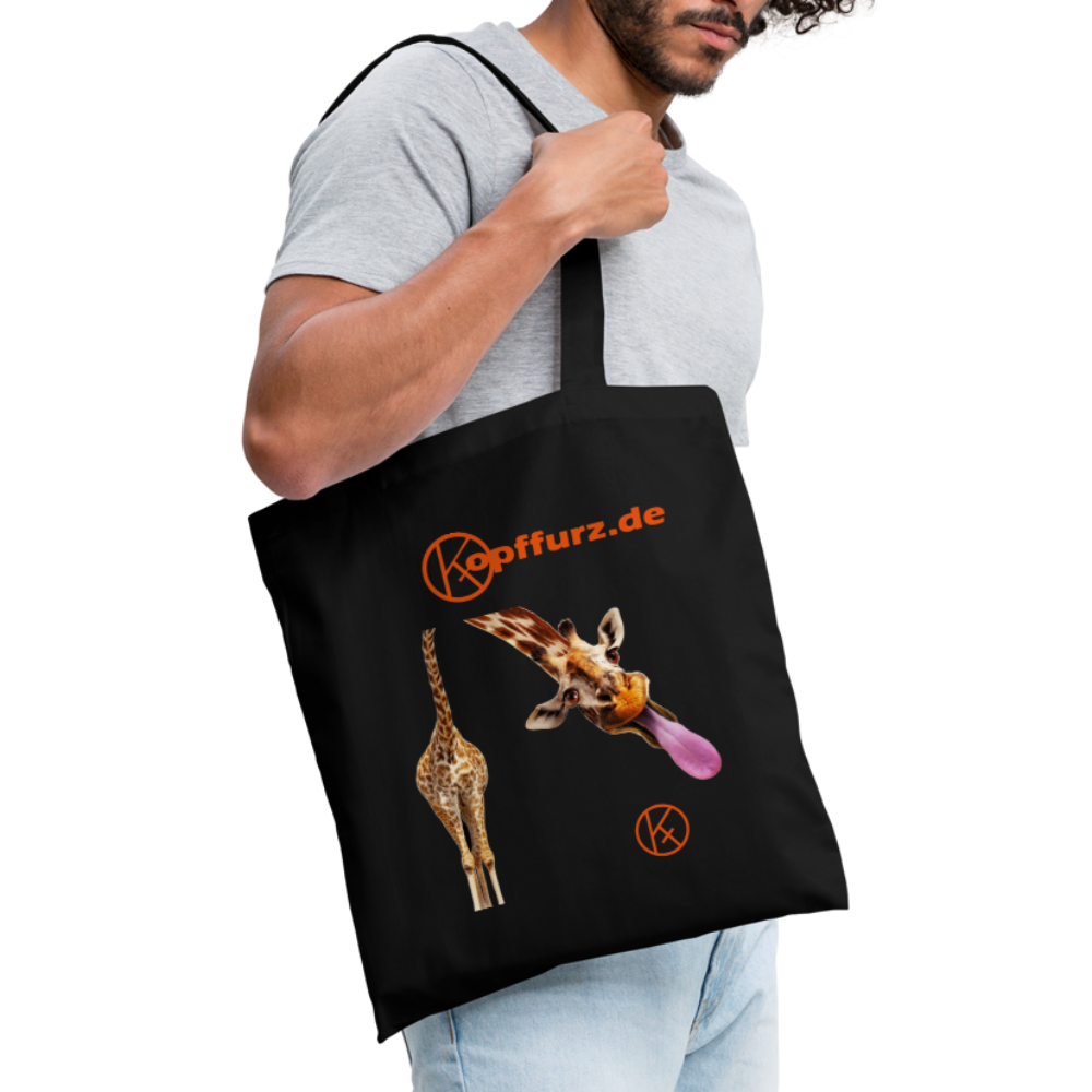 lecker-giraffe - tierisches - Stoffbeutel - Schwarz