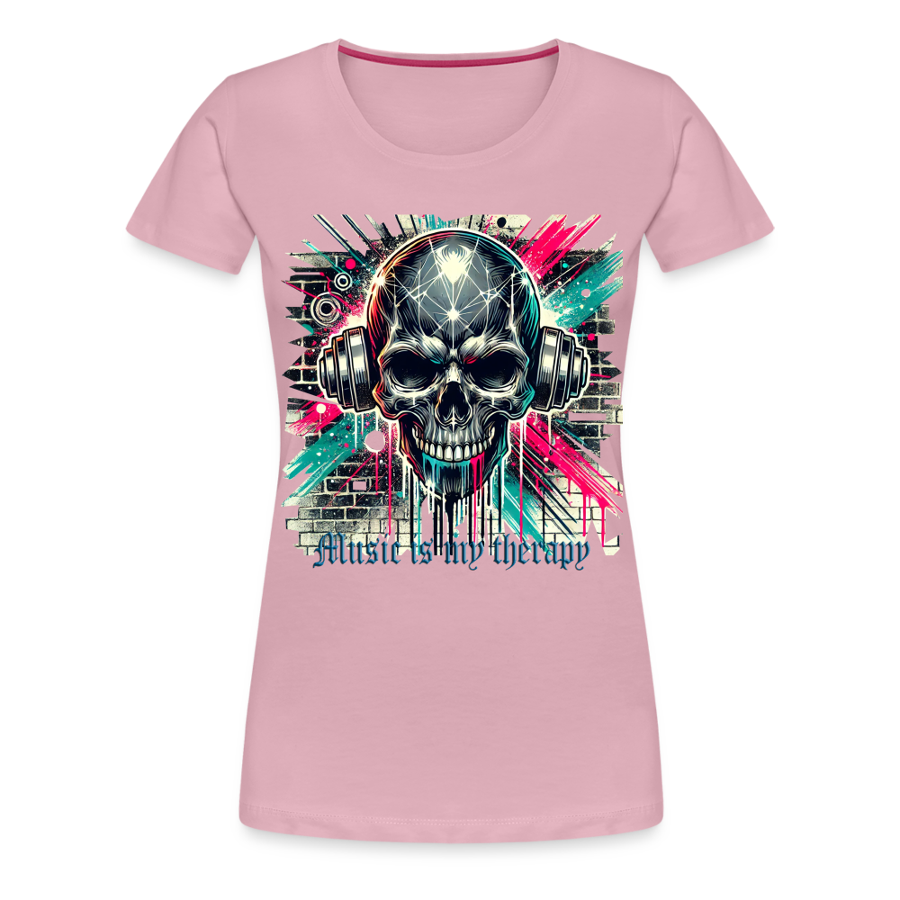 Music is my therapy - Frauen Premium T-Shirt - Hellrosa