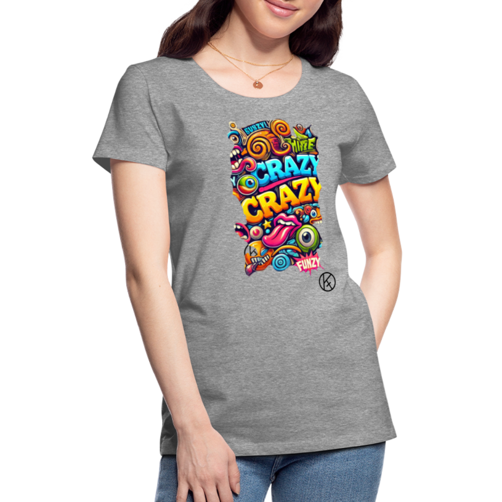 crazy - witzig - Frauen Premium T-Shirt Spreadshirt - Grau meliert