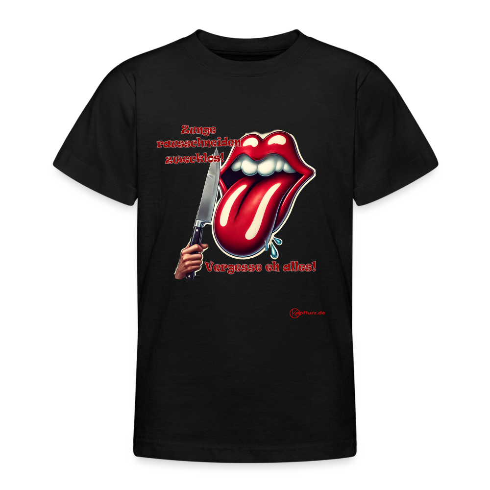 Zunge - Teenager Premium T-Shirt - Schwarz