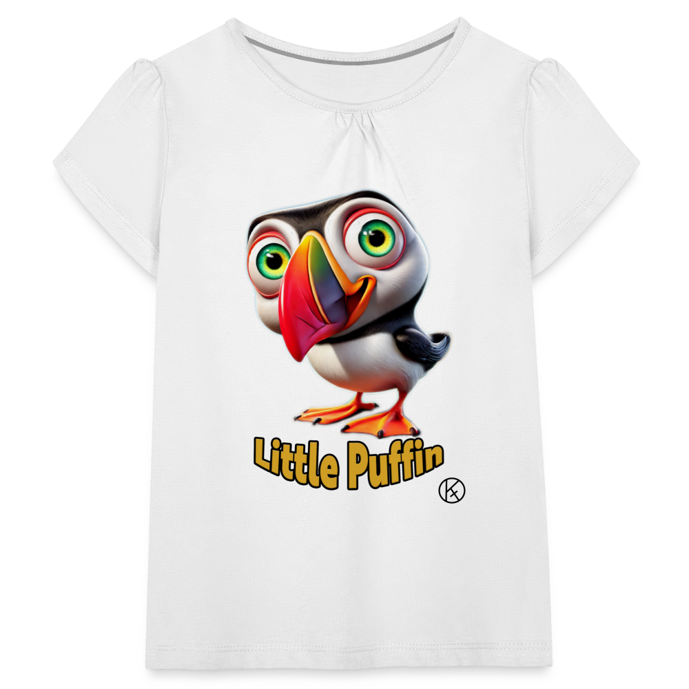 Little-Puffin - Wind - Mädchen-T-Shirt mit Raffungen - Weiß