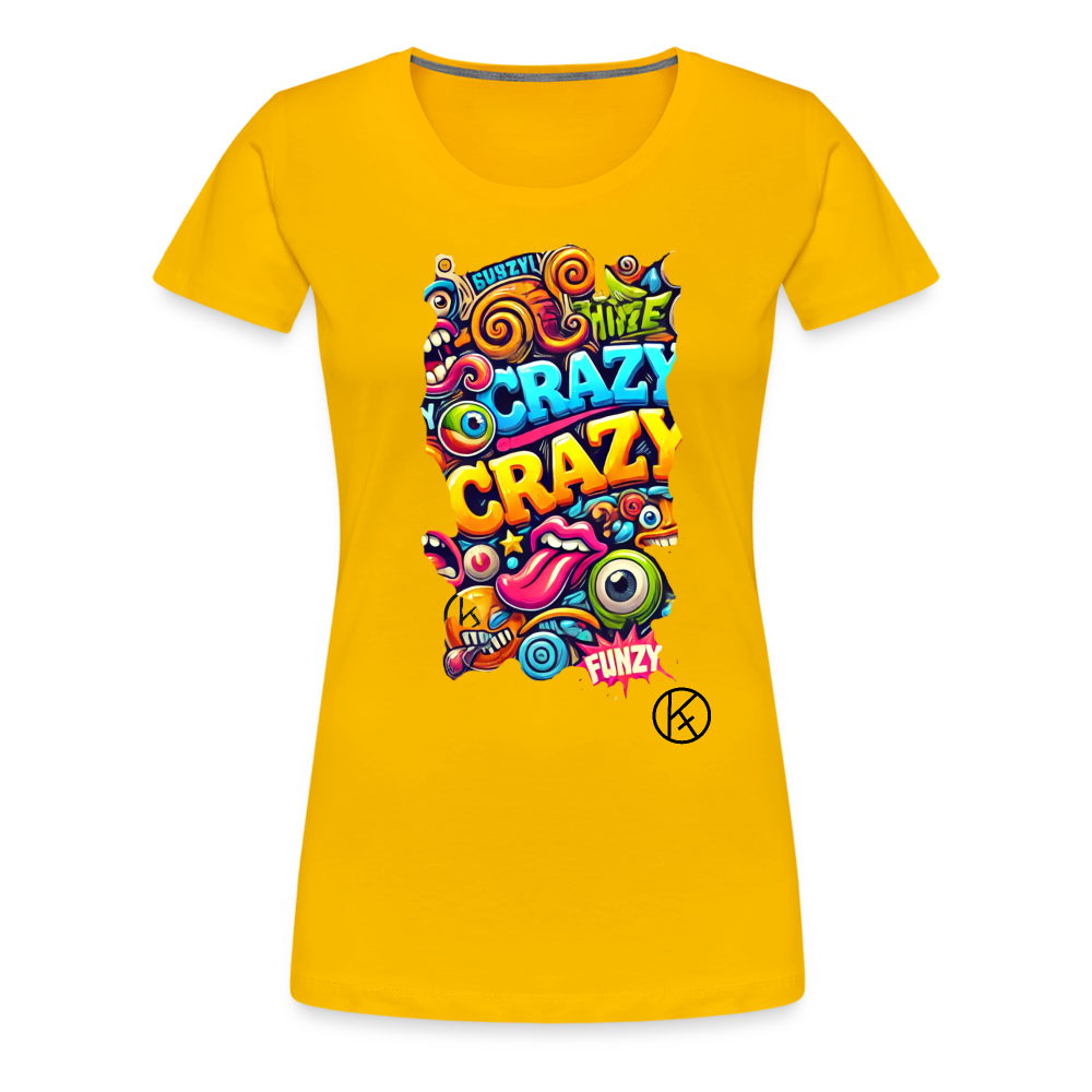 crazy - witzig - Frauen Premium T-Shirt Spreadshirt - Sonnengelb