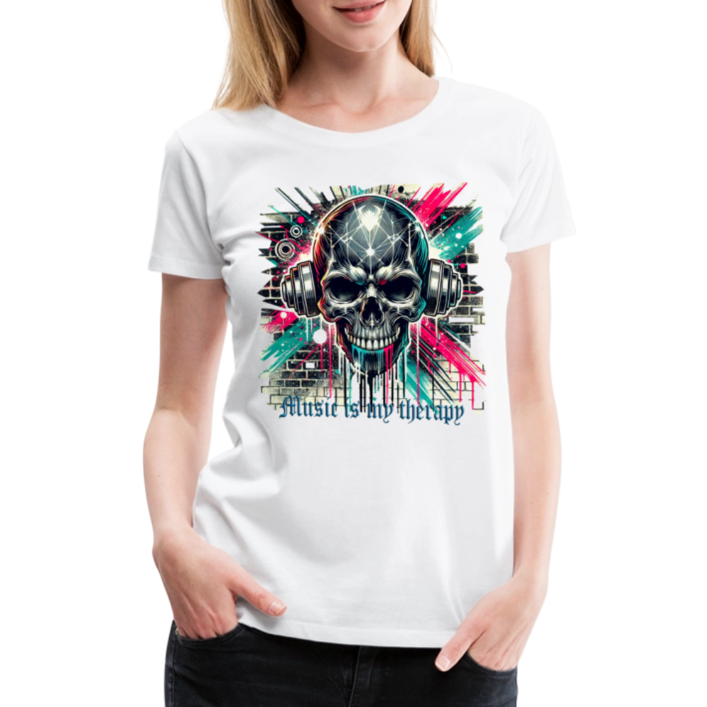 Music is my therapy - Frauen Premium T-Shirt - Weiß