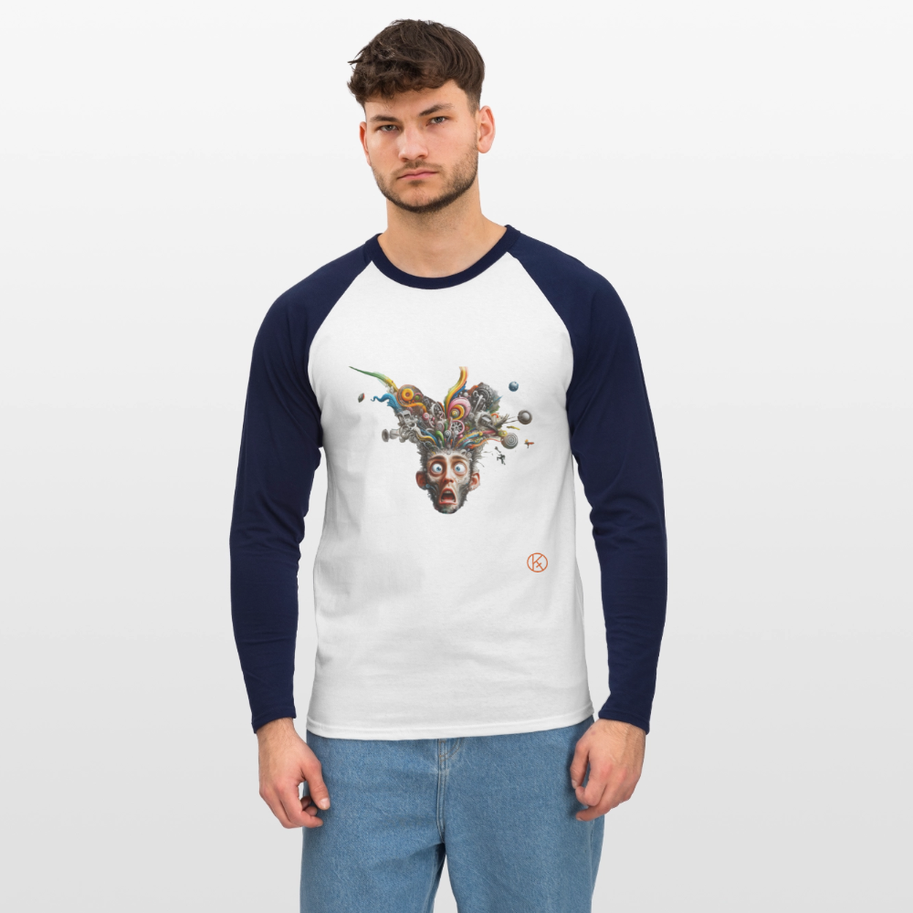 Showroom - Männer Baseballshirt langarm - Weiß/Navy