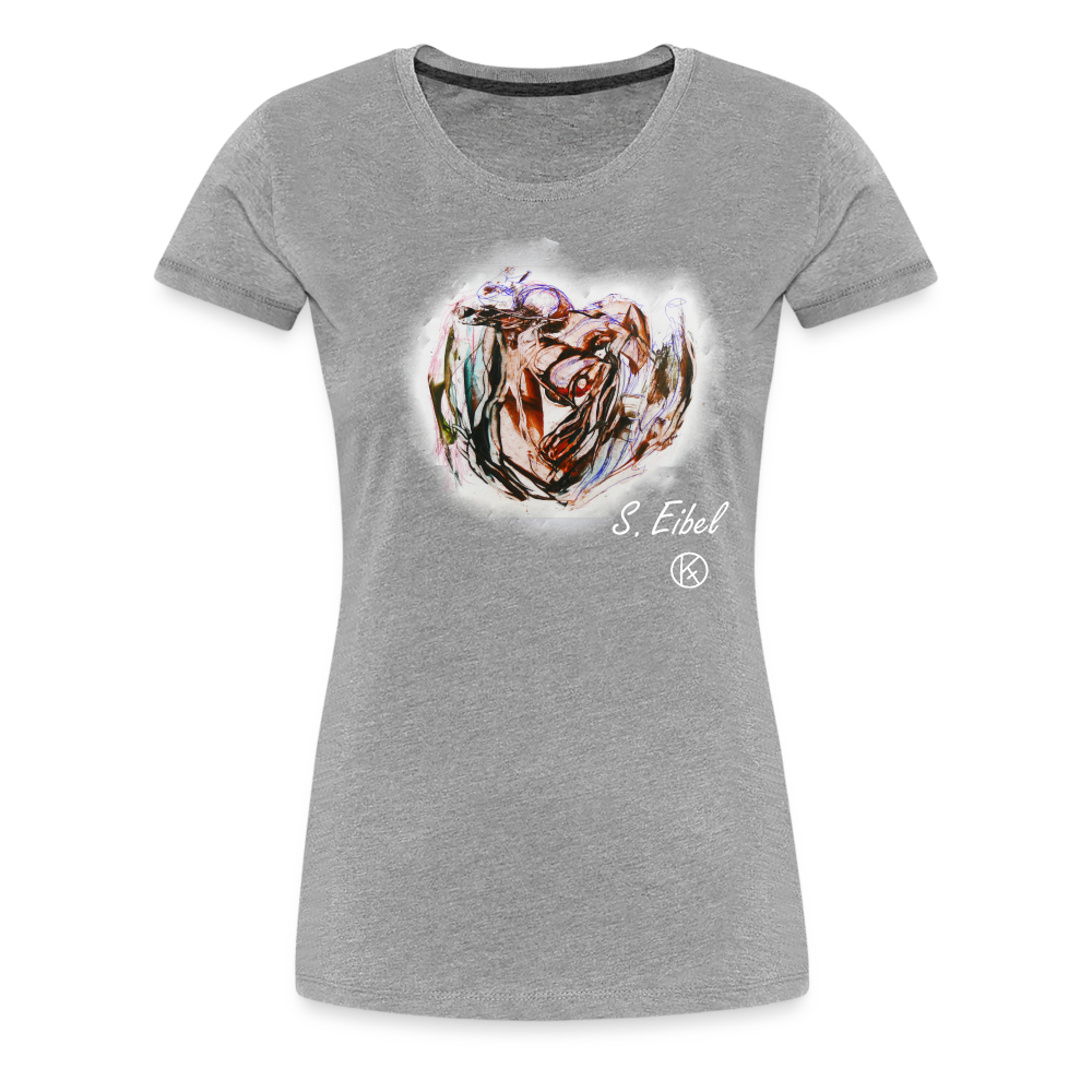 Herz - eibelartig - Premium T-Shirt Frauen - Grau meliert