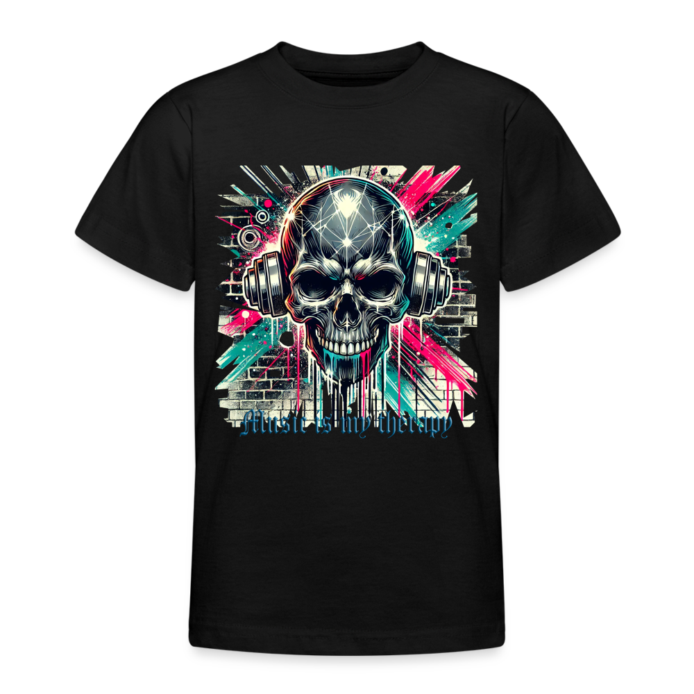Guitar is my therapy - Teenager T-Shirt - Schwarz