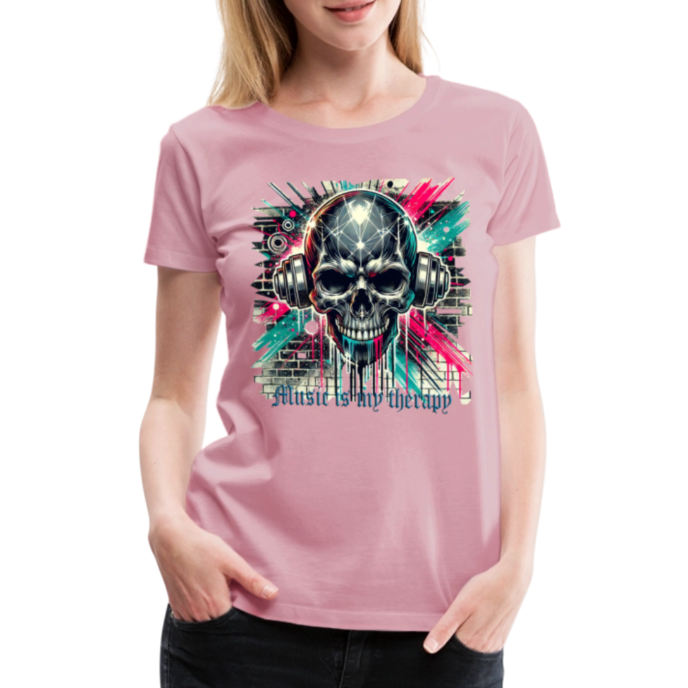Music is my therapy - Frauen Premium T-Shirt - Hellrosa