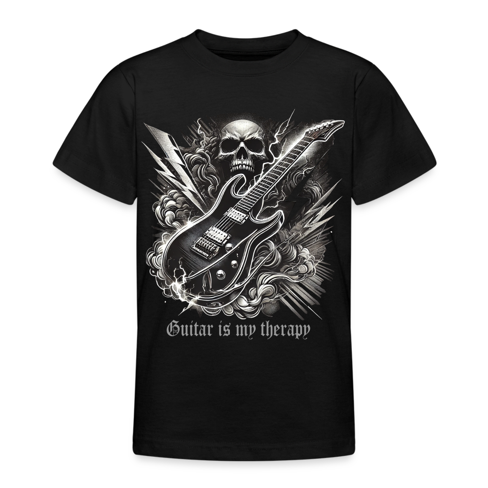 Guitar is my therapy - Teenager T-Shirt - Schwarz