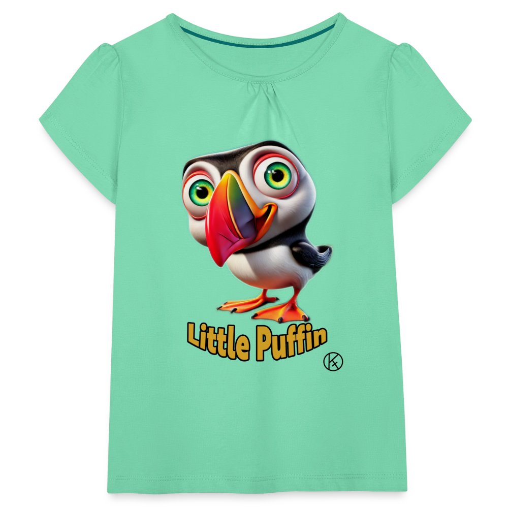 Little-Puffin - Wind - Mädchen-T-Shirt mit Raffungen - Mintgrün
