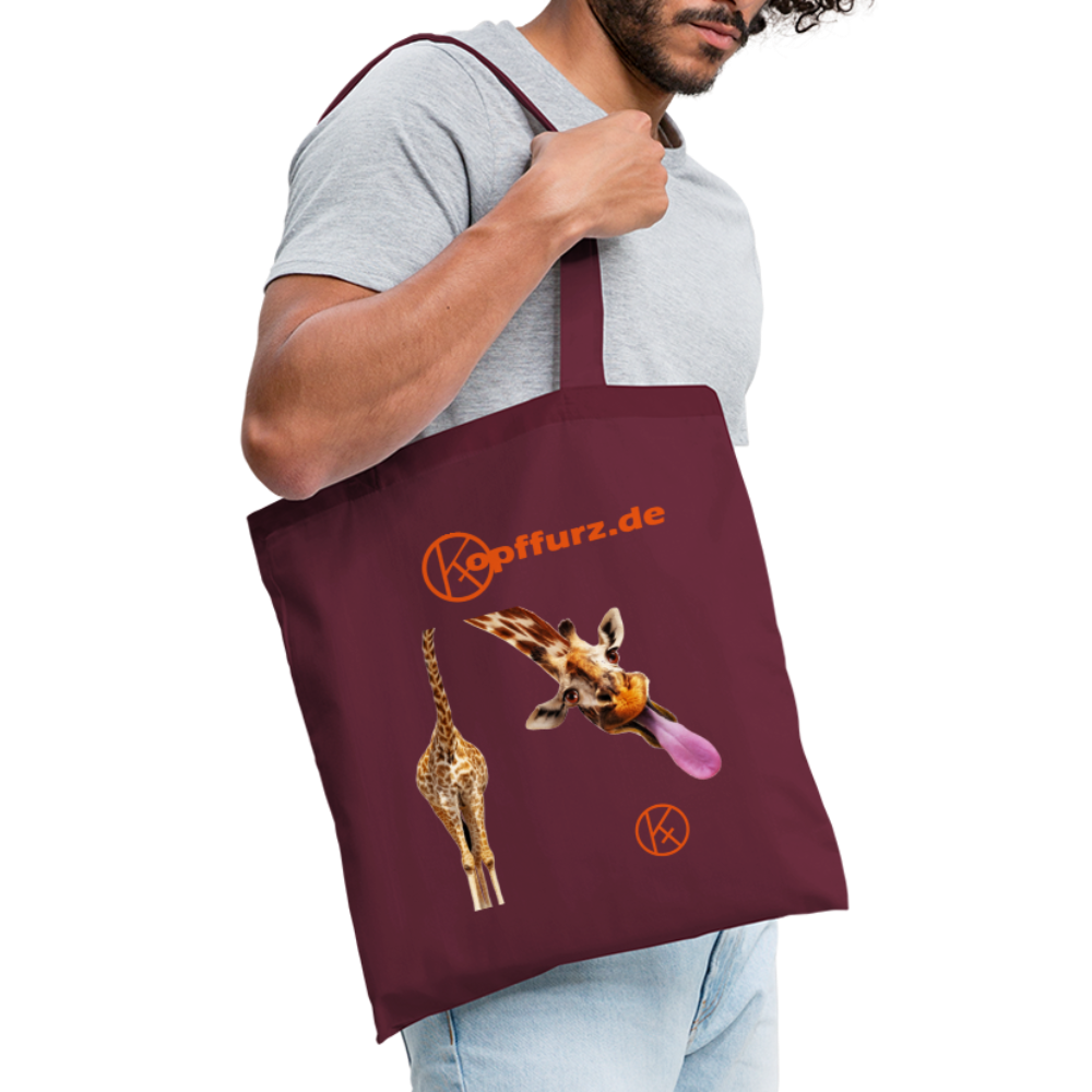lecker-giraffe - tierisches - Stoffbeutel - Burgunderrot