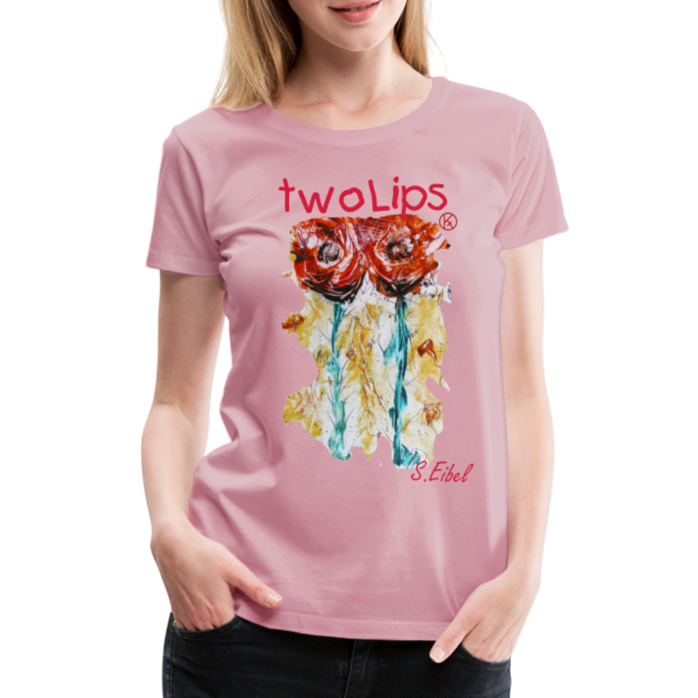 two lips - eibelartig - Frauen Premium T-Shirt - Hellrosa