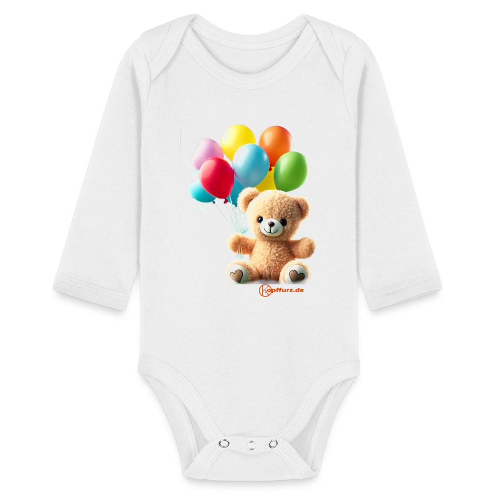 Teddy Ballon - Baby Bio-Langarm-Body - Weiß