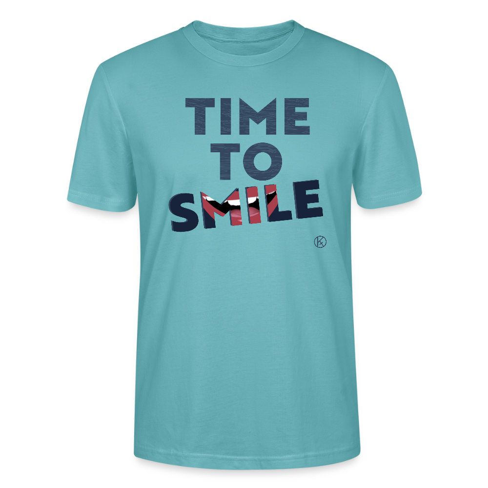 Time to smile - Klassisches Männer-T-Shirt mit V-Ausschnitt - Pastelltürkis