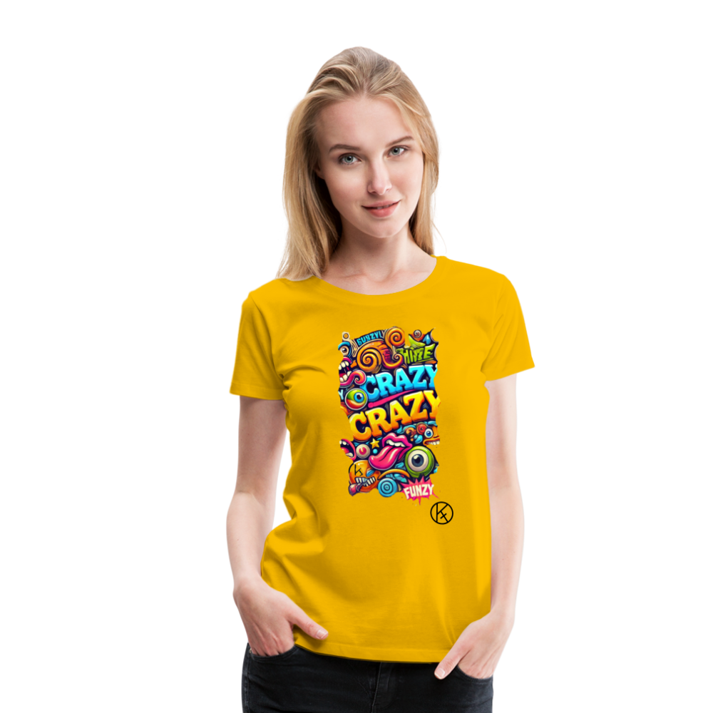 crazy - witzig - Frauen Premium T-Shirt Spreadshirt - Sonnengelb