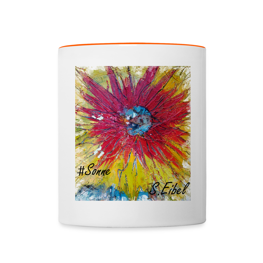 Hashtag-Sonne - S.Eibel - Kopffurz - Tasse zweifarbig Printequipment - Weiß/Orange