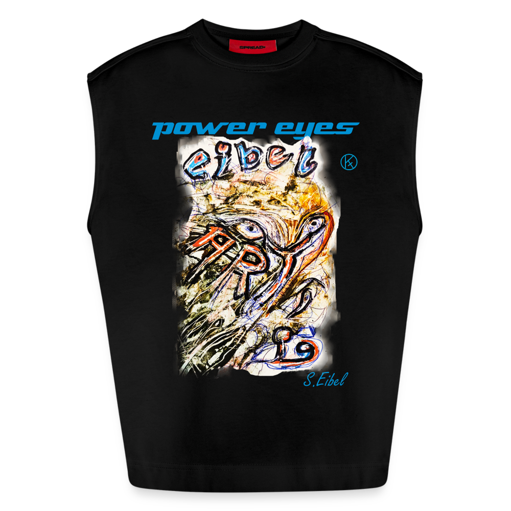 Power Eyes - eibelartig - Heavyweight Oversized Organic Tank Top Made in EU - SOLID BLACK