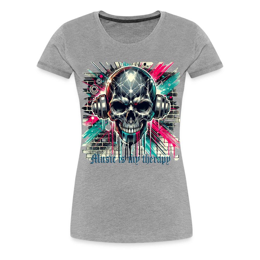 Music is my therapy - Frauen Premium T-Shirt - Grau meliert