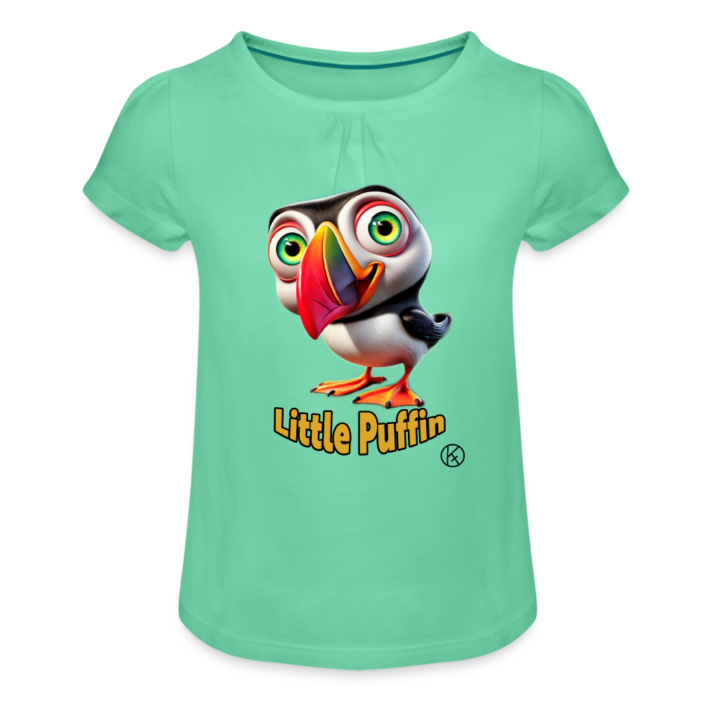 Little-Puffin - Wind - Mädchen-T-Shirt mit Raffungen - Mintgrün