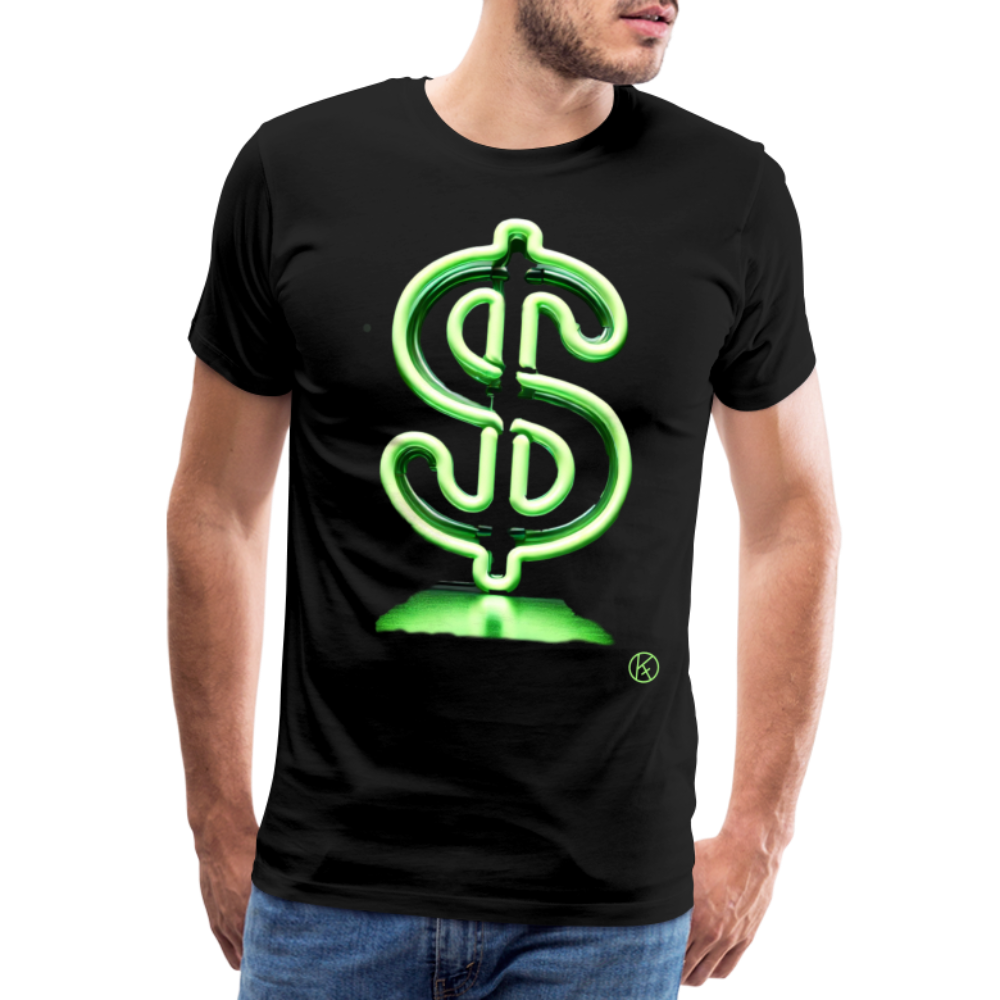 Neon - Dollar - Männer Premium T-Shirt - Schwarz