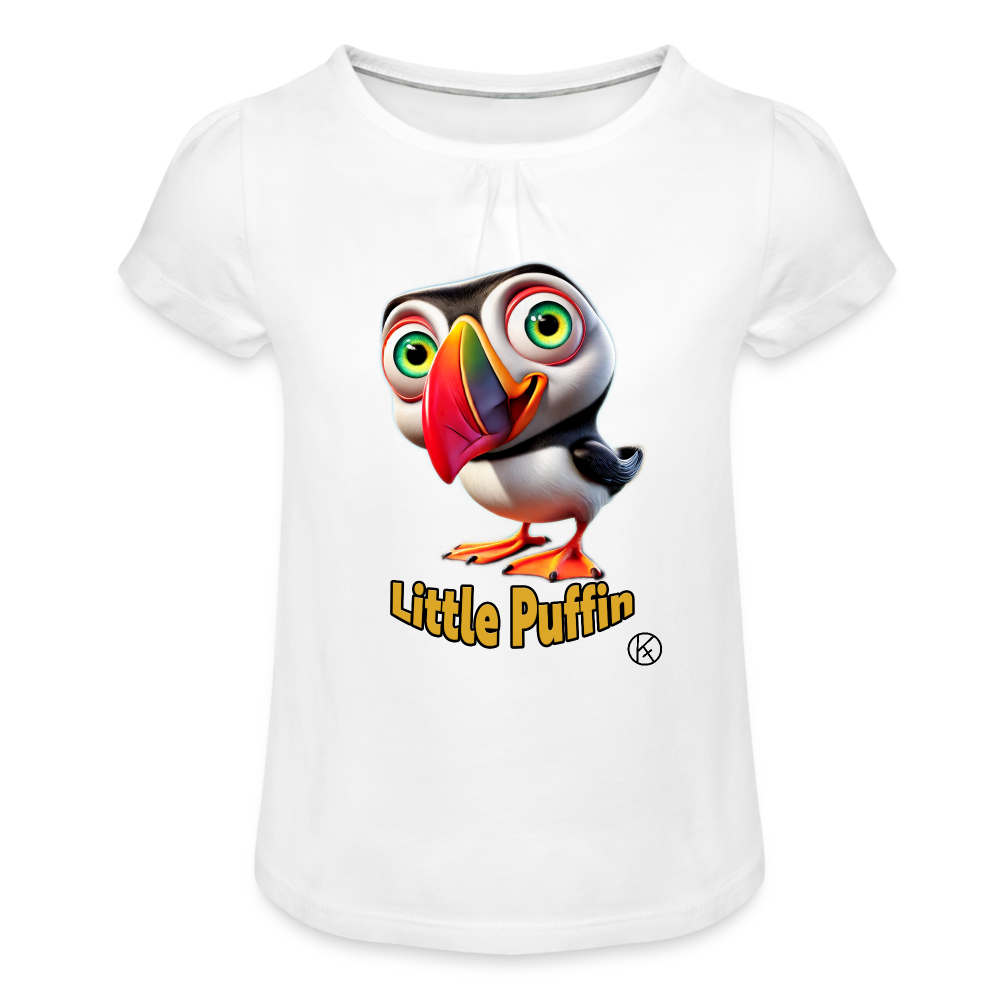 Little-Puffin - Wind - Mädchen-T-Shirt mit Raffungen - Weiß