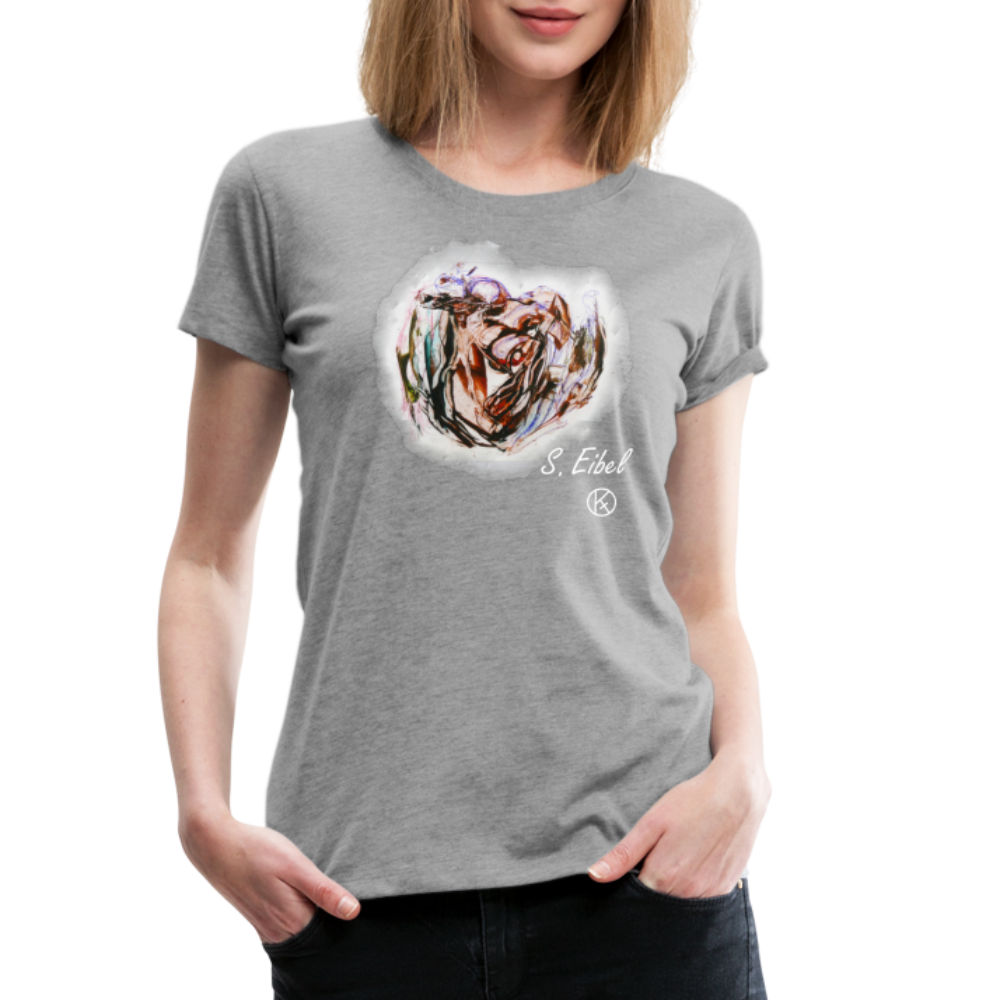 Herz - eibelartig - Premium T-Shirt Frauen - Grau meliert
