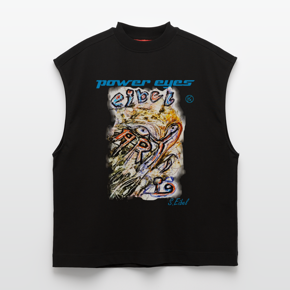 Power Eyes - eibelartig - Heavyweight Oversized Organic Tank Top Made in EU - SOLID BLACK