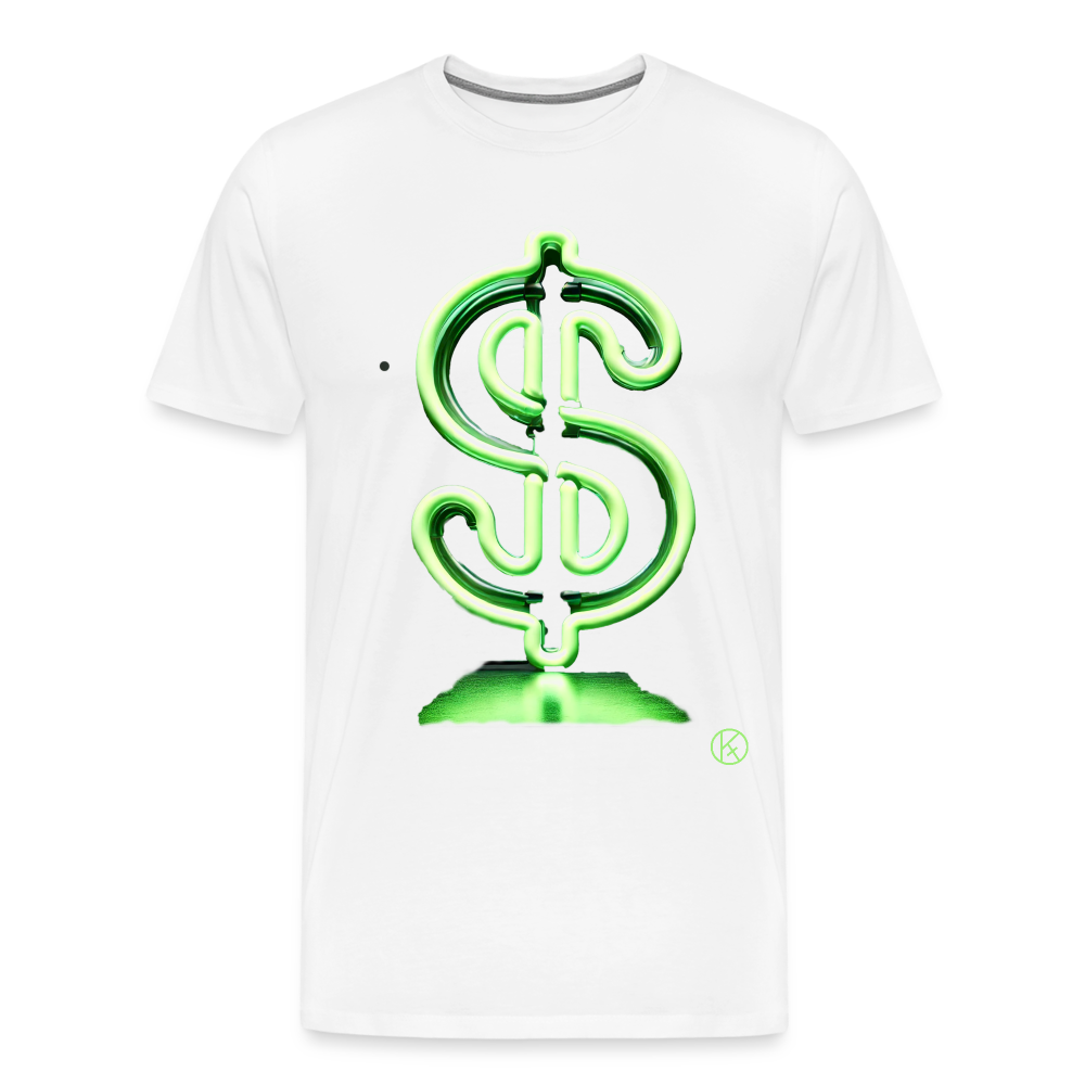 Neon - Dollar - Männer Premium T-Shirt - Weiß