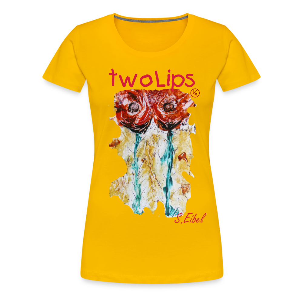 two lips - eibelartig - Frauen Premium T-Shirt - Sonnengelb