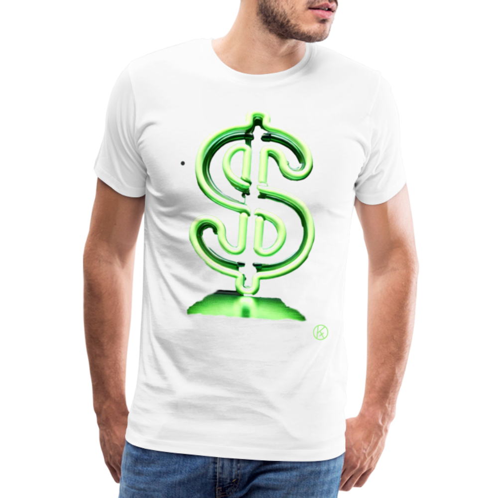 Neon - Dollar - Männer Premium T-Shirt - Weiß