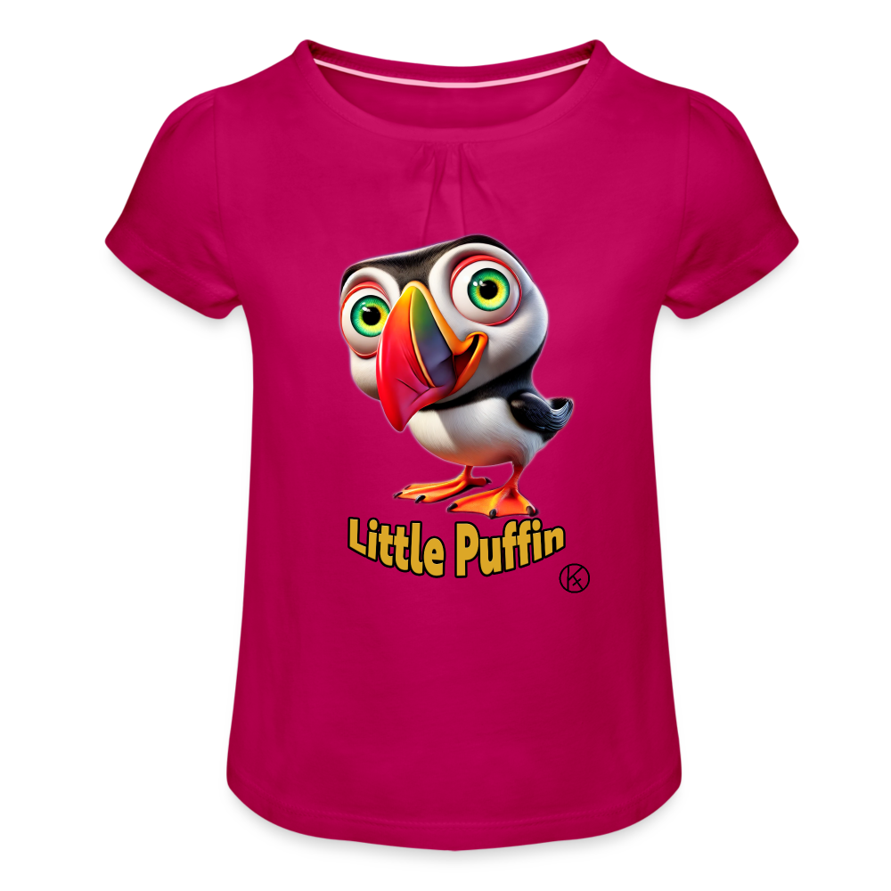 Little-Puffin - Wind - Mädchen-T-Shirt mit Raffungen - Fuchsia