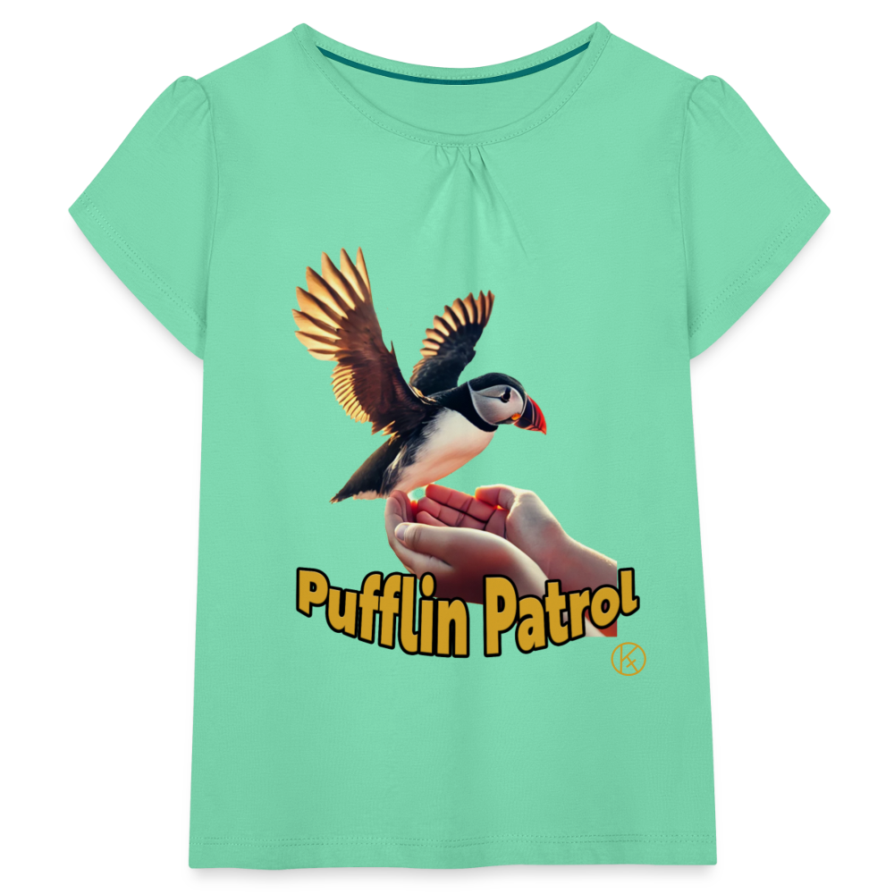 Pufflin  Patrol - tierisch -  Wind - Mädchen-T-Shirt mit Raffungen - Mintgrün